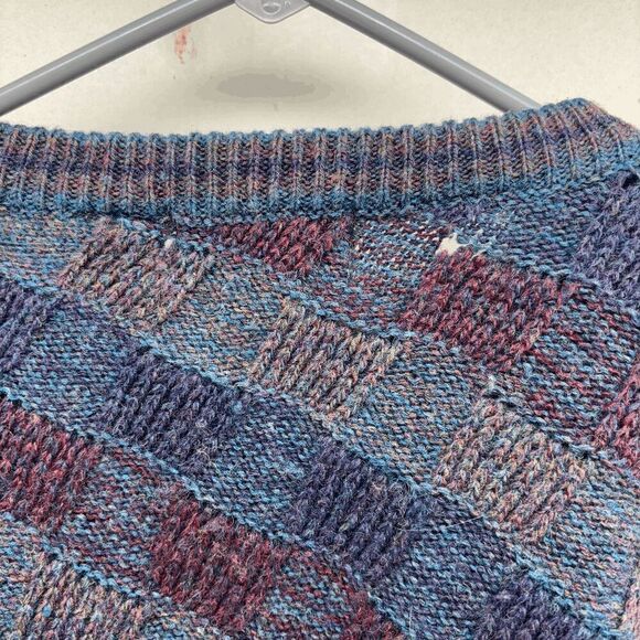 Vintage Colours Alexander Julian 100% Shetland Wool Mens Sweater Geometric XLT - Picture 3 of 6